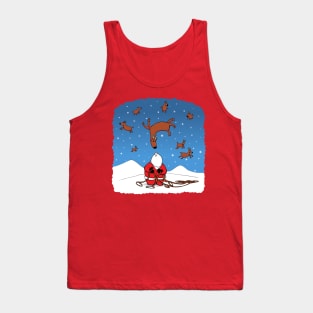 Santa Wrangling Flying Reindeer Tank Top